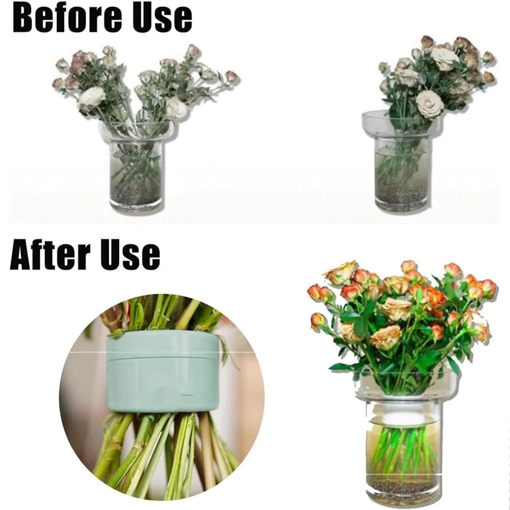 7cm Flower Arranger for Large and Small Flower Stems Reusable Bouquet Stand Spiral Flower Stem Holder ABS +TPE Flower Arranger - Green - 4