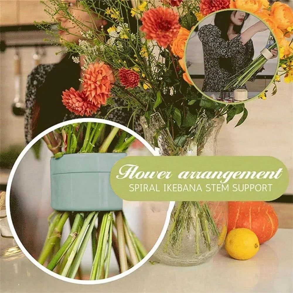 7cm Flower Arranger for Large and Small Flower Stems Reusable Bouquet Stand Spiral Flower Stem Holder ABS +TPE Flower Arranger - Green - 6