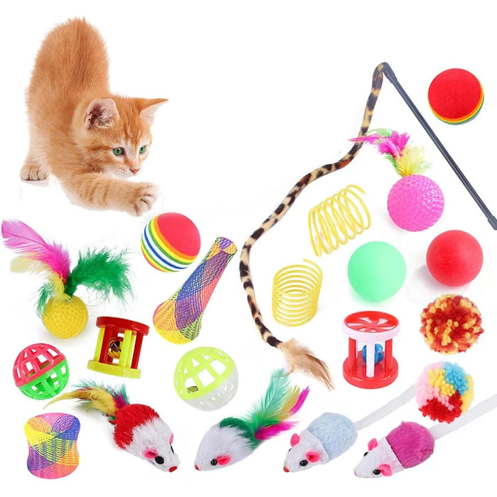 22Pcs / Set Cat Toys Set with Collapsible Tunnel Tube Interactive Cat Feather Toy Mouse Crinkle Balls - 2