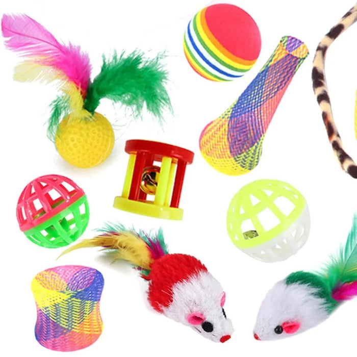 22Pcs / Set Cat Toys Set with Collapsible Tunnel Tube Interactive Cat Feather Toy Mouse Crinkle Balls - 4