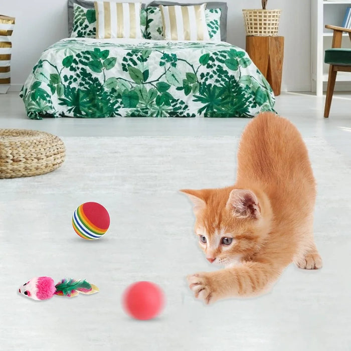 22Pcs / Set Cat Toys Set with Collapsible Tunnel Tube Interactive Cat Feather Toy Mouse Crinkle Balls - 7