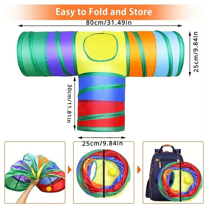22Pcs  /  Set Cat Toys Set with T-Shaped Colorful Tunnel Interactive Cat Toy Feather Mouse Crinkle Balls - 7