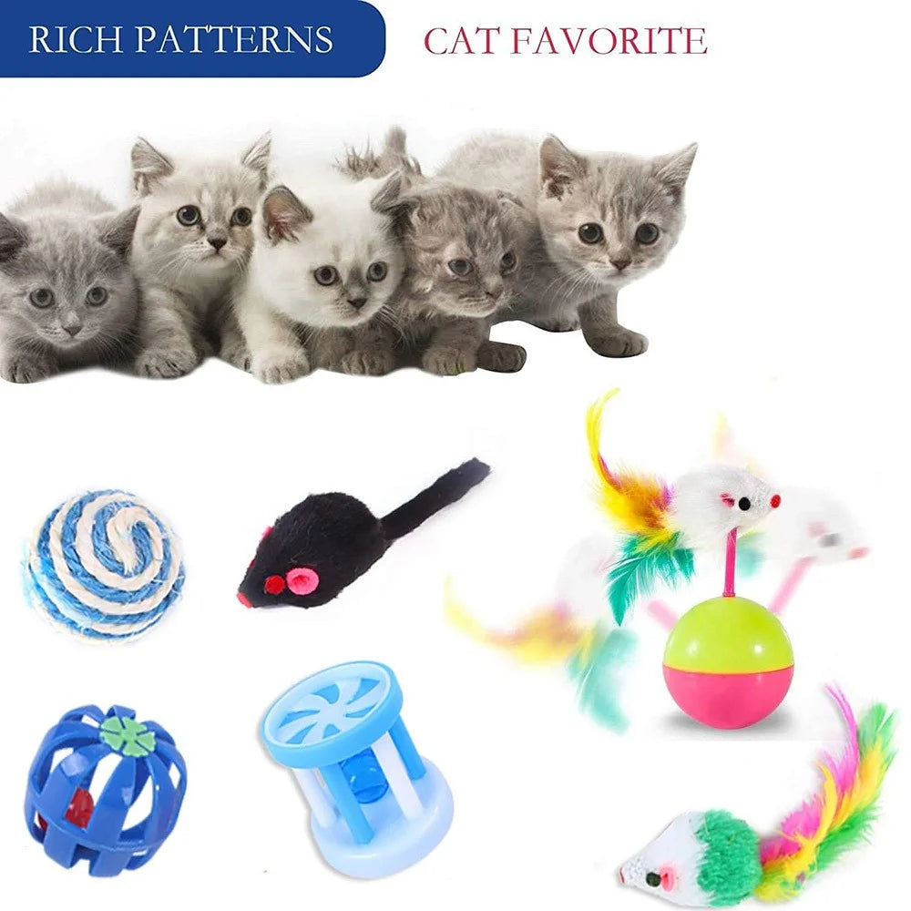 20Pcs / Set Cat Toys Set with Collapsible Rainbow Tunnel Interactive Cat Feather Mouse Crinkle Balls Toy - 3