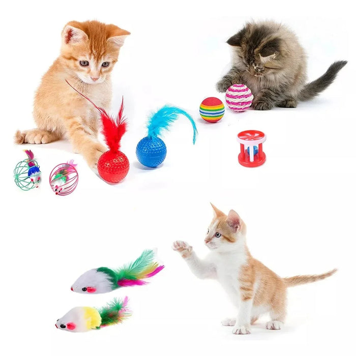 21Pcs / Set Cat Toys Set with T-Shaped Colorful Tunnel Interactive Cat Toy Feather Mouse Crinkle Balls - 2
