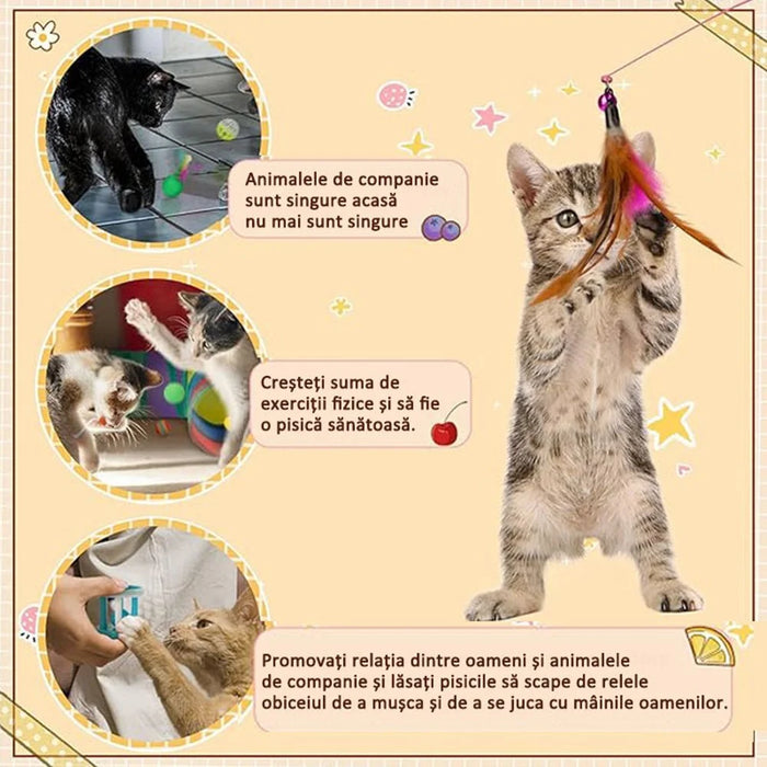 21Pcs / Set Cat Toys Set with T-Shaped Colorful Tunnel Interactive Cat Toy Feather Mouse Crinkle Balls - 3