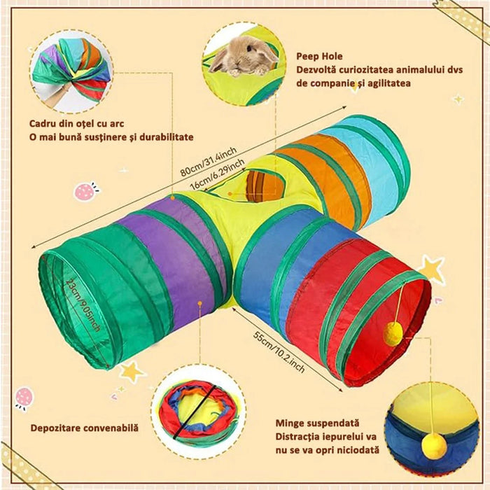 21Pcs / Set Cat Toys Set with T-Shaped Colorful Tunnel Interactive Cat Toy Feather Mouse Crinkle Balls - 4
