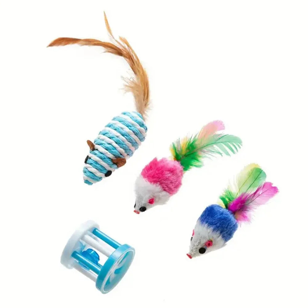 12Pcs / Set Cat Mouse Crinkle Balls Toys Set Interactive Cat Toys Catnip Teaser Wand Fluffy Mice Balls - 3
