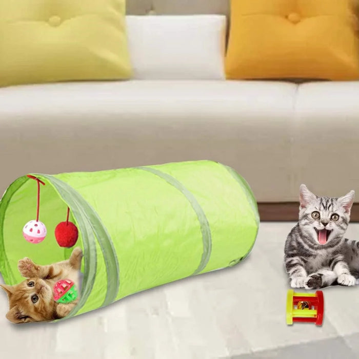 21Pcs / Set Cat Toys Set with Green Tunnel Interactive Cat Toy Feather Mouse Crinkle Balls - 6