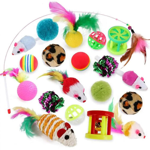 20Pcs / Set Cat Mouse Crinkle Balls Toys Set Interactive Cat Toys Catnip Teaser Wand Fluffy Mice Balls - 1
