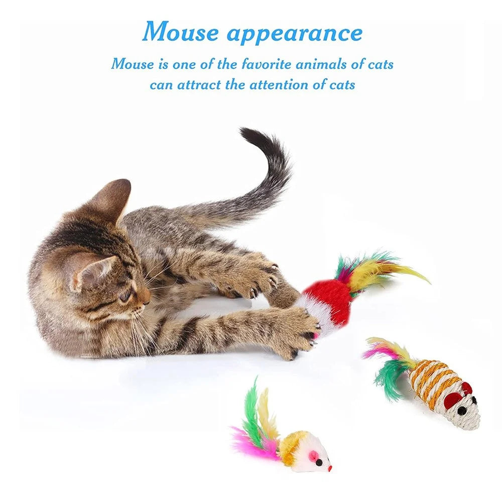 20Pcs / Set Cat Mouse Crinkle Balls Toys Set Interactive Cat Toys Catnip Teaser Wand Fluffy Mice Balls - 2
