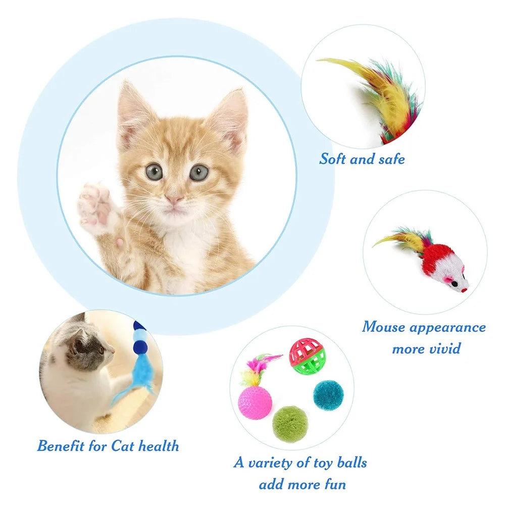 20Pcs / Set Cat Mouse Crinkle Balls Toys Set Interactive Cat Toys Catnip Teaser Wand Fluffy Mice Balls - 3