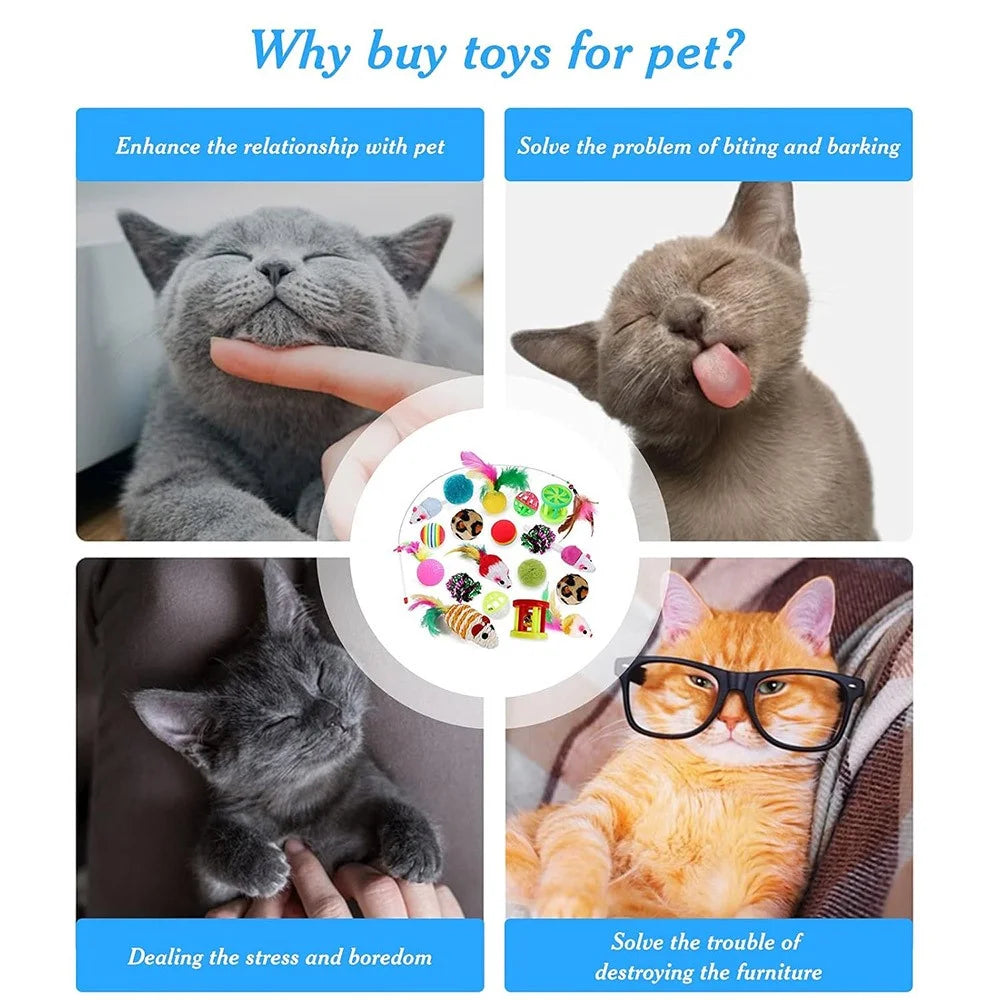 20Pcs / Set Cat Mouse Crinkle Balls Toys Set Interactive Cat Toys Catnip Teaser Wand Fluffy Mice Balls - 7