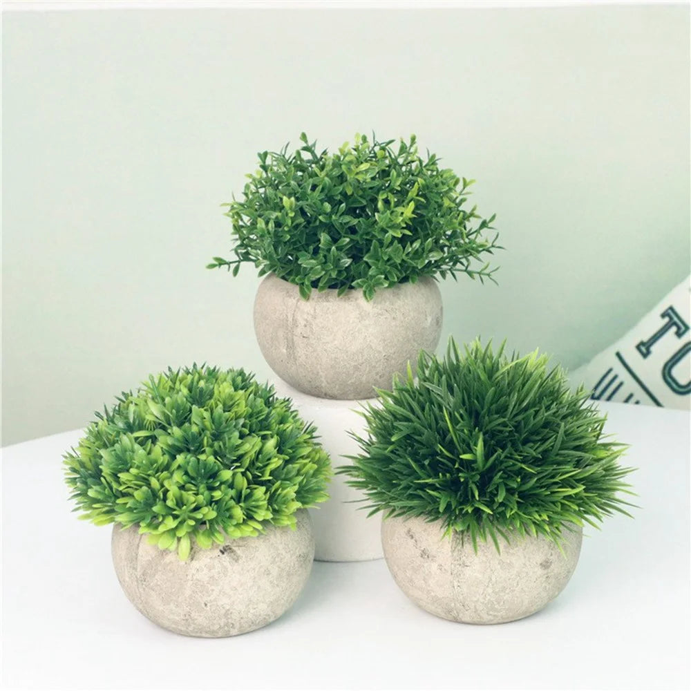 Simulation Plastic Potted Plant Artificial Grass Desktop Decoration for Living Room - PB07-20 - 6