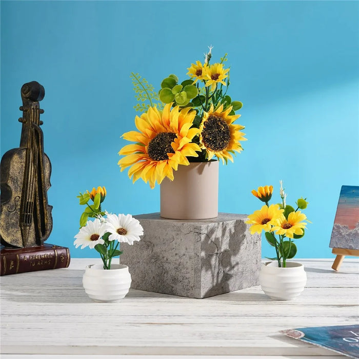 Artificial Flower Sunflower Potted Plant Desktop Counter Display Placement Decoration - 5