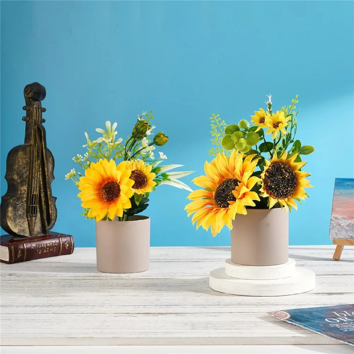 Artificial Flower Sunflower Potted Plant Desktop Counter Display Placement Decoration - 6