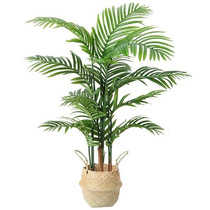 120cm Simulated Indoor Green Plant Fake Areca Palm Living Room Floor Ornament, with Woven Basket - 1