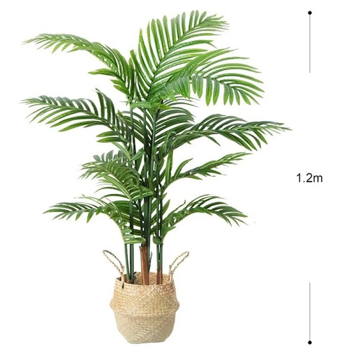 120cm Simulated Indoor Green Plant Fake Areca Palm Living Room Floor Ornament, with Woven Basket - 5