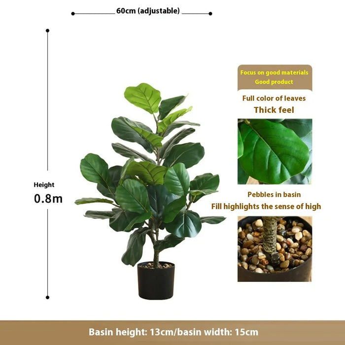80cm Simulated Fiddle Leaf Fig Potted Plant Indoor Hall Decoration Green Plant Artificial Bionic - 6