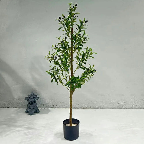 120cm Artificial Olive Tree Natural Wood Trunk Simulated Potted Plant Home Floor Decoration - 1