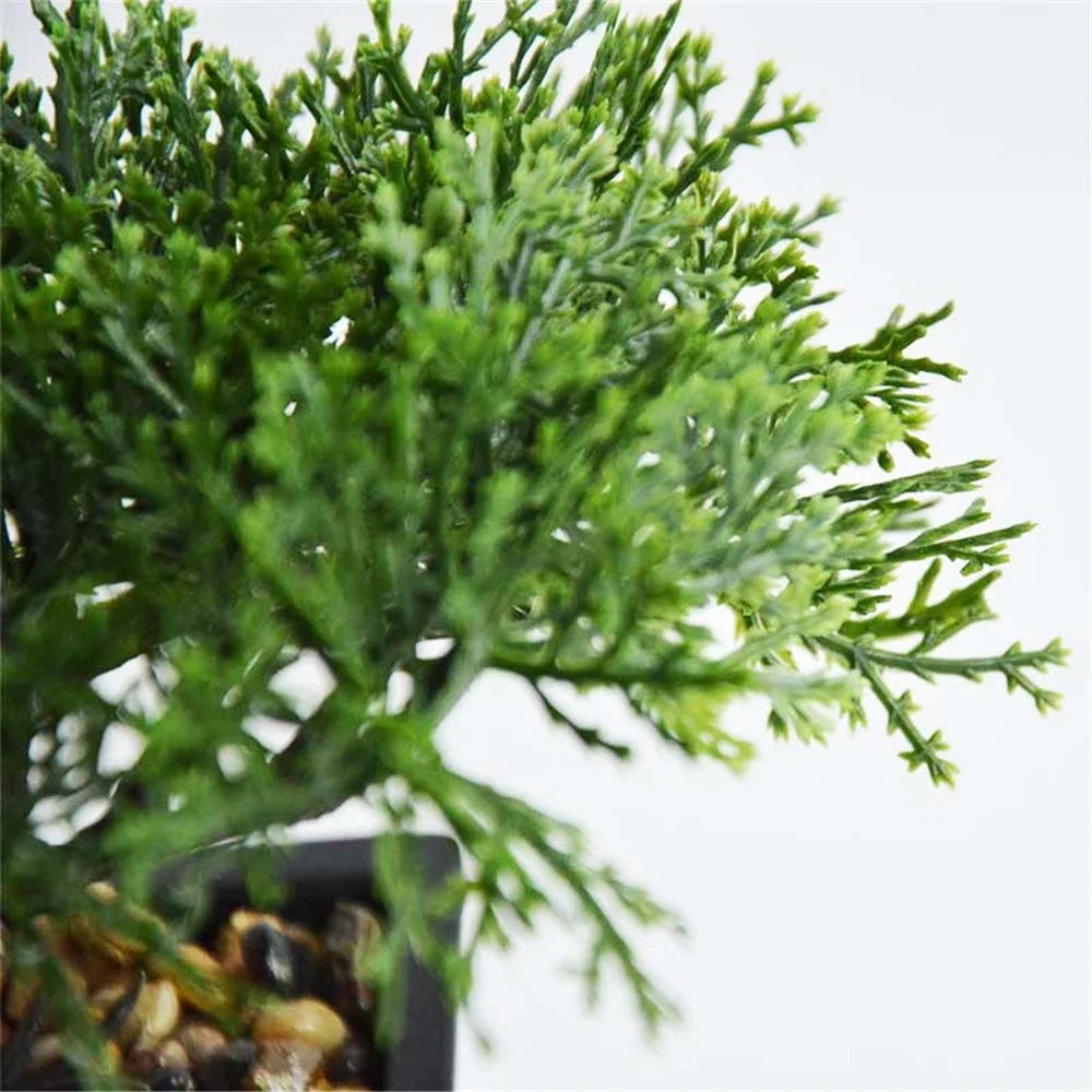 Living Room Simulation Green Plant Artificial Cypress Mini Potted Plant Office Desktop Decor - 6
