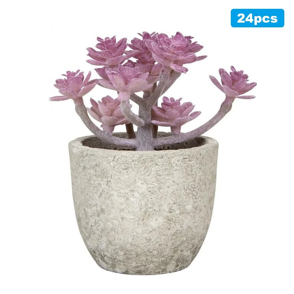 24Pcs Cactaceae Simulation Succulents Mini Bonsai Fake Plant Desktop Decor - 1