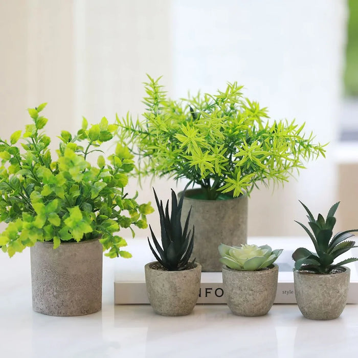 24Pcs Simulation Succulents Evergreen Mini Bonsai Fake Potted Plant Desktop Decor - DZ003 - 4