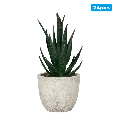 24Pcs Aloe Vera Simulation Succulents Mini Bonsai Fake Plant Desktop Decor - 1