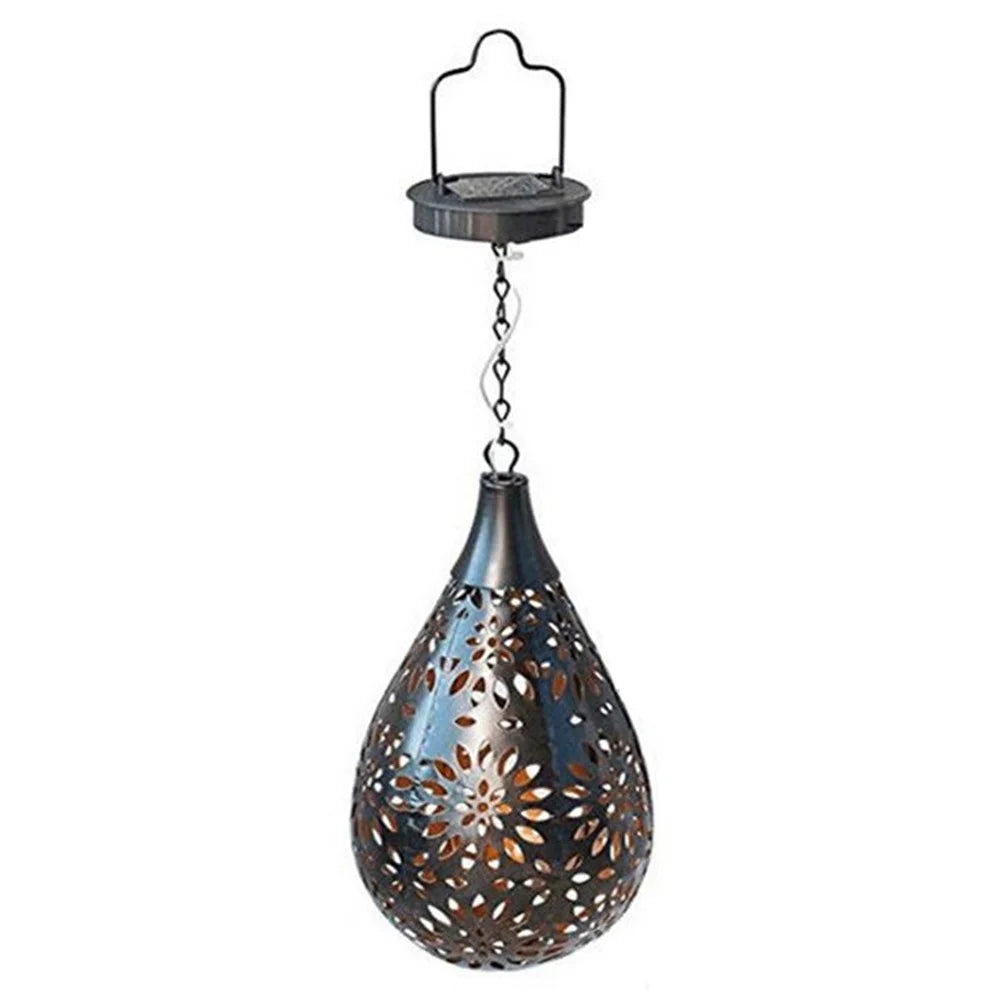 Solar Outdoor Garden Fence Hanging Light Waterproof Daisy Design Metal LED Hanging Lamp - 2