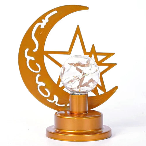 LED Night Light Battery Powered Operated Lamp Parties Home Decor Iron Desk Lamp - Stars and Moon - 1