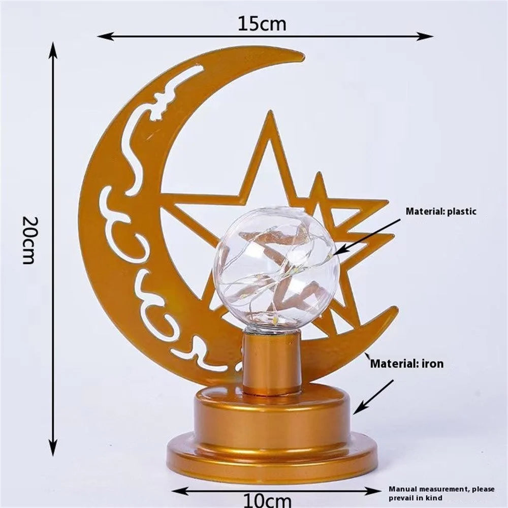 LED Night Light Battery Powered Operated Lamp Parties Home Decor Iron Desk Lamp - Stars and Moon - 6