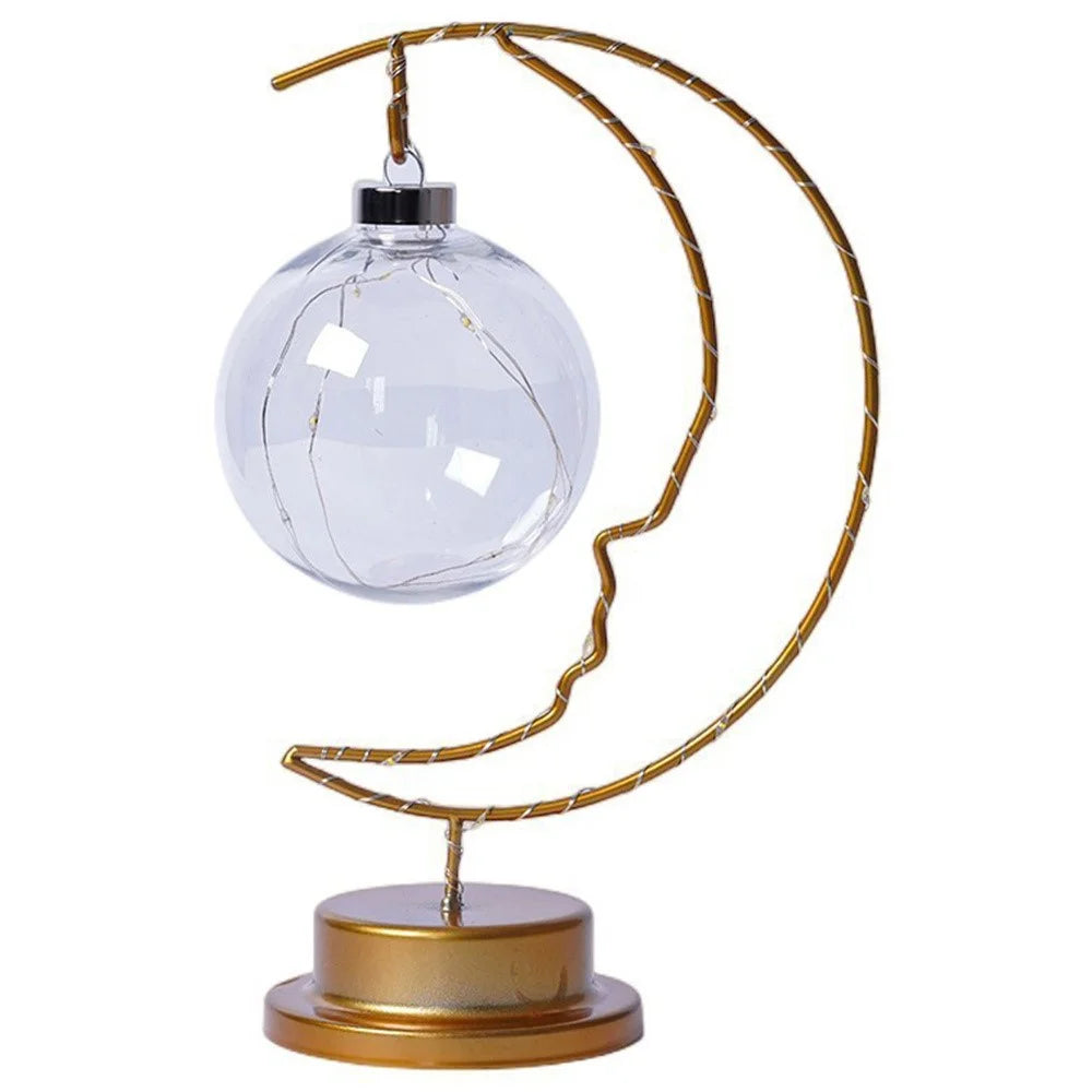 LED Moon Shape Lamp Romantic Iron Desk Lamp Ambient Lighting Night Light - Plastic Balls - 1