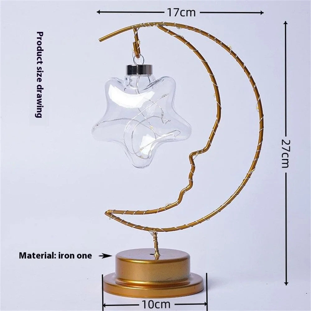LED Moon Shape Lamp Romantic Iron Desk Lamp Ambient Lighting Night Light - Plastic Balls - 6
