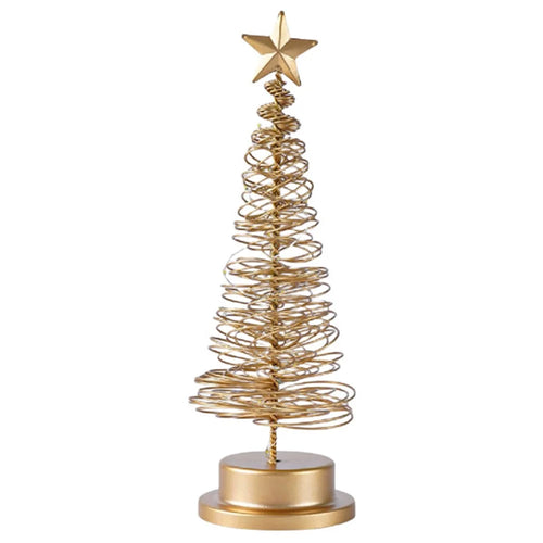 Table Top Tree LED Desk Lamp Battery Operated Christmas Tree Iron Lights Home Party Decor - Gold - 1
