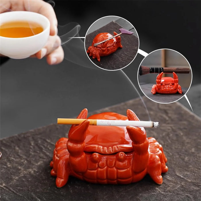 Crab Ashtray Ceramic Ashtray with Lid Lovely Creative Home Decoration - 5