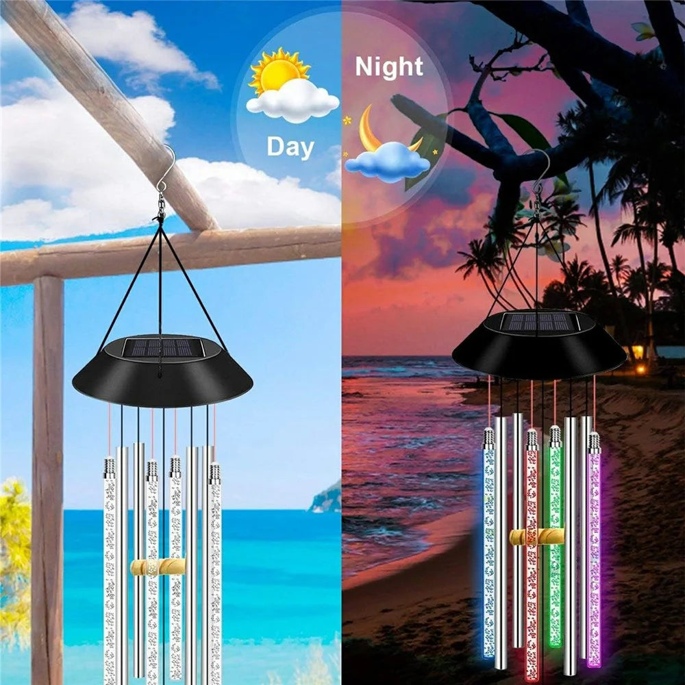 7 Color Changing LED Light Solar Powered Garden Yard Wind Chime Decorative Light - 4