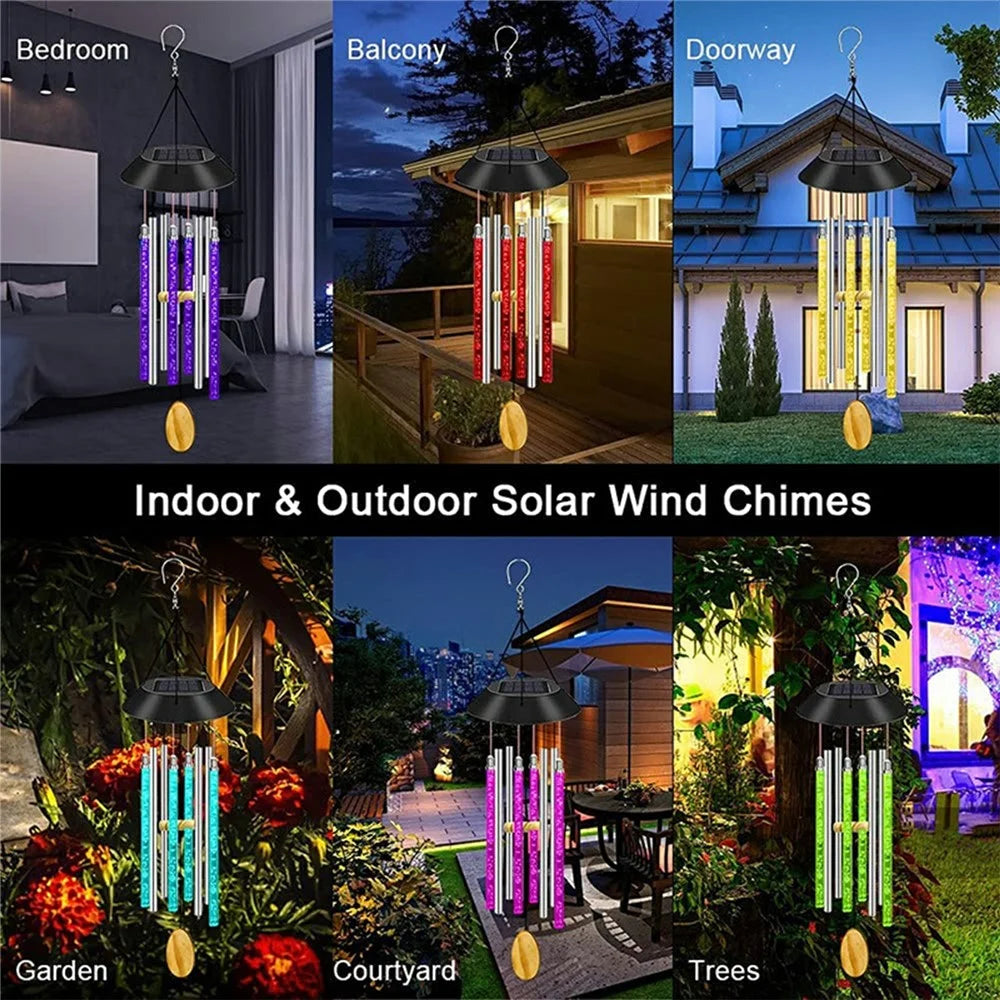 7 Color Changing LED Light Solar Powered Garden Yard Wind Chime Decorative Light - 6