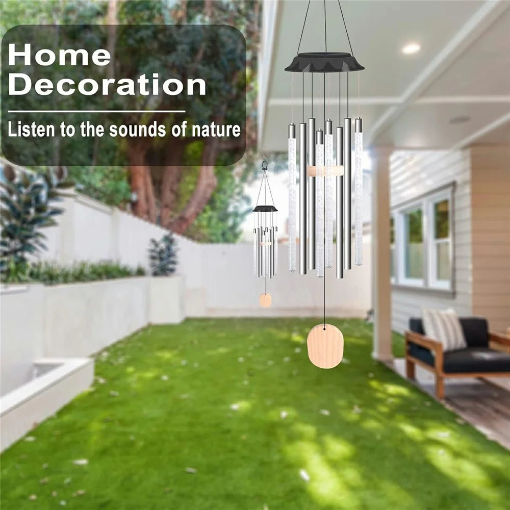 7 Color Changing LED Light Solar Powered Garden Yard Wind Chime Decorative Light - 7