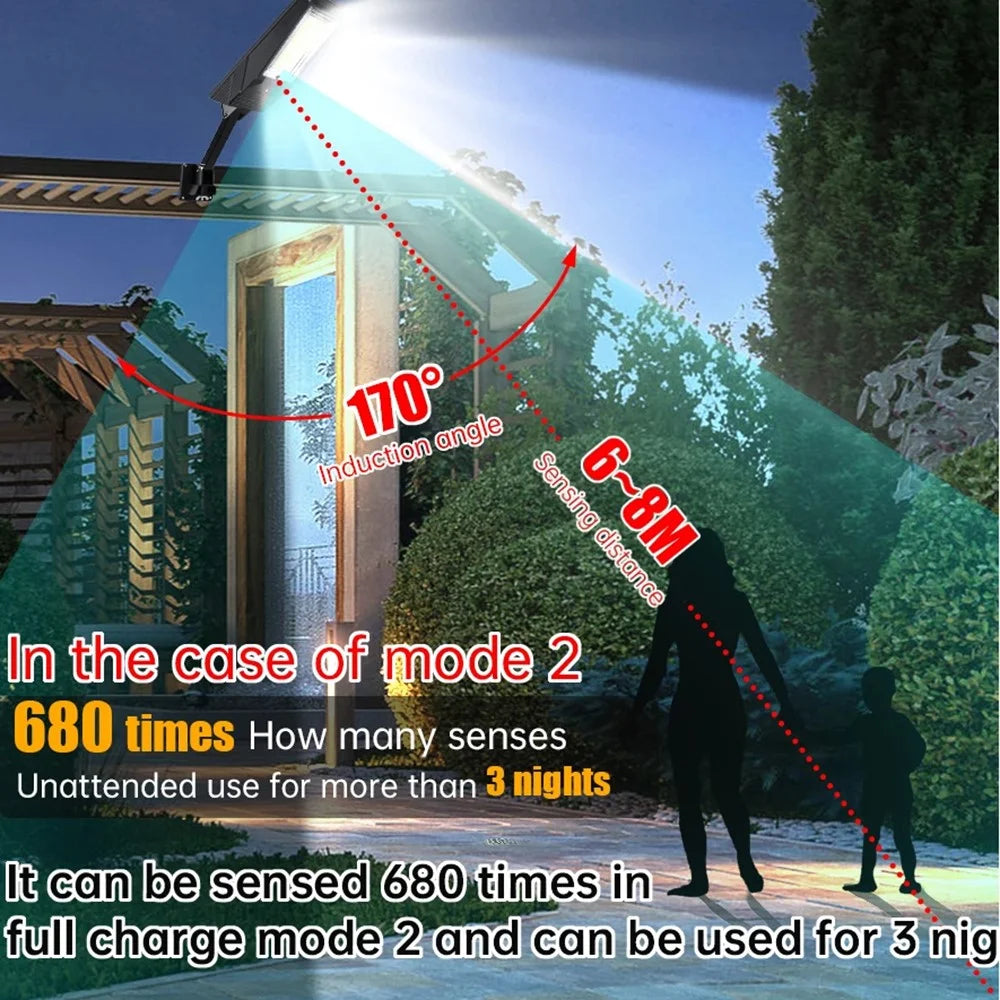 98LED Solar Outdoor Human Induction Light Waterproof Garden Yard Street Lamp with Remote Control - 5