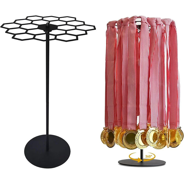 Carbon Steel Rotating Medal Display Stand Desktop 360 Degree Spin Medals Hanging Rack - 2