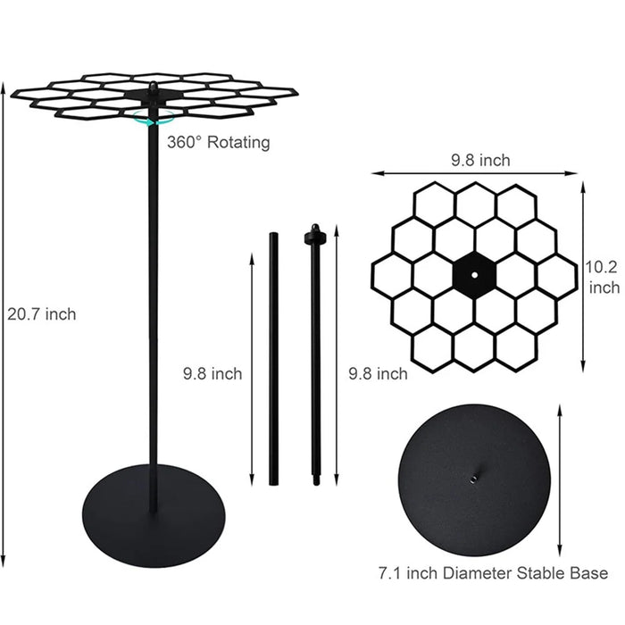 Carbon Steel Rotating Medal Display Stand Desktop 360 Degree Spin Medals Hanging Rack - 7