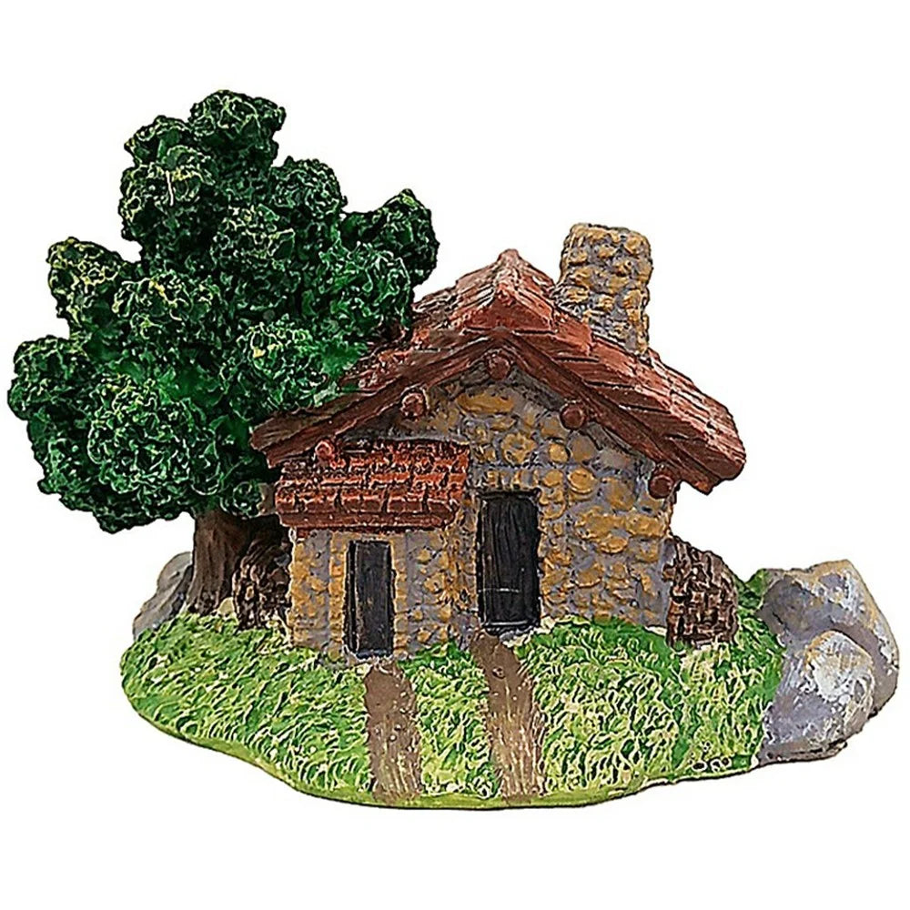 Stone Texture Cabin Ornament Bonsai Decoration Micro Landscape Garden Resin Craft - 1