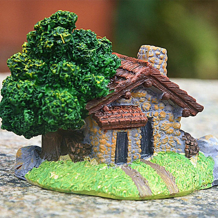 Stone Texture Cabin Ornament Bonsai Decoration Micro Landscape Garden Resin Craft - 5