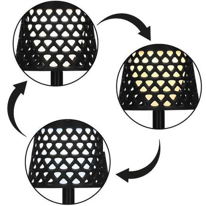 Solar Powered 5-in-1 Rechargeable Table Lamp Waterproof Outdoor Garden Patio Lawn Dorm Light - Black - 3
