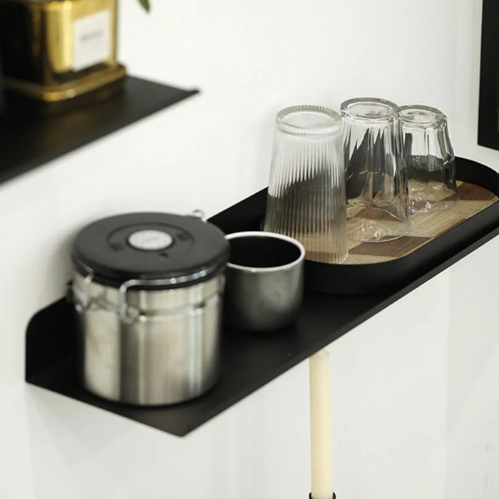Heavy Duty Wall Mounted Shelf Floating Shelves Carbon Steel Storage Rack For Kitchen Bedroom Office Bathroom - 7