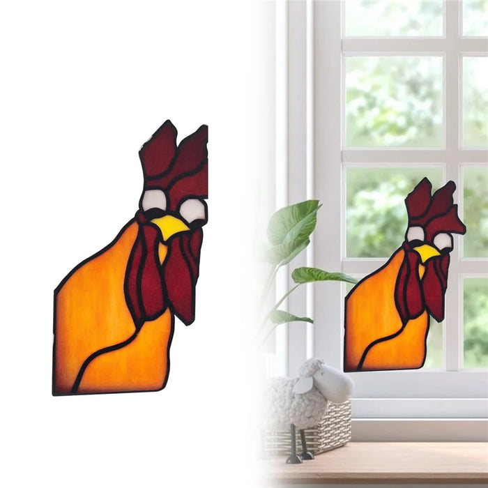 10cm Creative Peeping Rooster Window Corner Decor Acrylic Balcony Ornament - Style A - 2