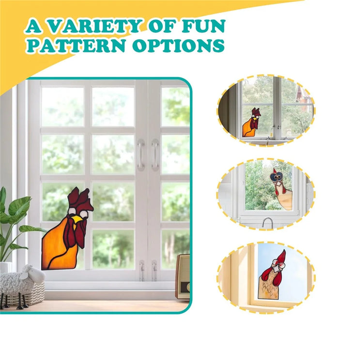 10cm Creative Peeping Rooster Window Corner Decor Acrylic Balcony Ornament - Style A - 3
