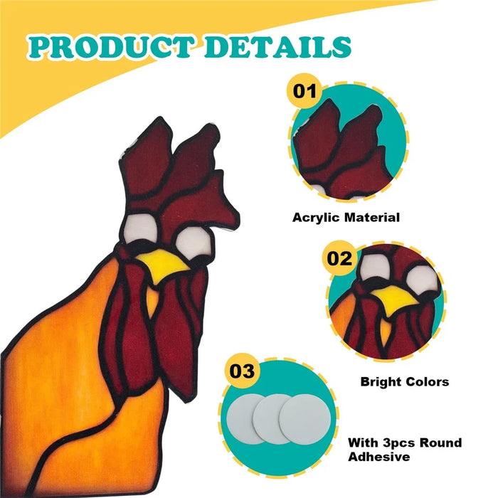 10cm Creative Peeping Rooster Window Corner Decor Acrylic Balcony Ornament - Style A - 4
