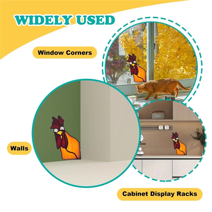 10cm Creative Peeping Rooster Window Corner Decor Acrylic Balcony Ornament - Style A - 5