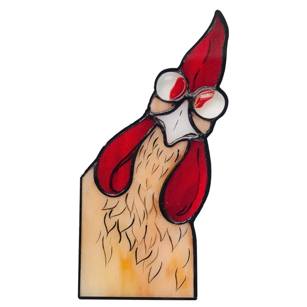 20cm Creative Peeping Rooster Window Corner Decor Acrylic Balcony Ornament - Style B - 1