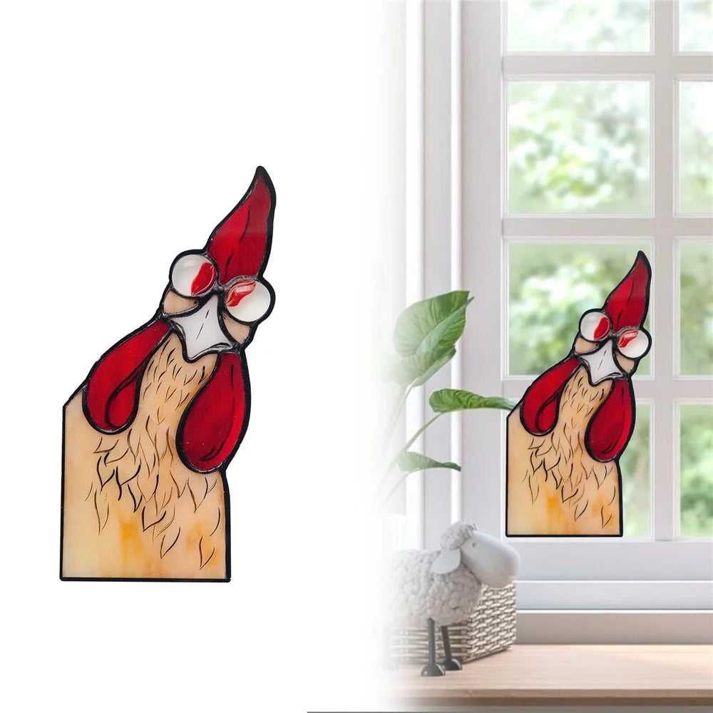 20cm Creative Peeping Rooster Window Corner Decor Acrylic Balcony Ornament - Style B - 2
